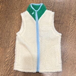 BEAUFORT BONNET Cream Sherpa FLEECE FUZZY Vest with Green Collar